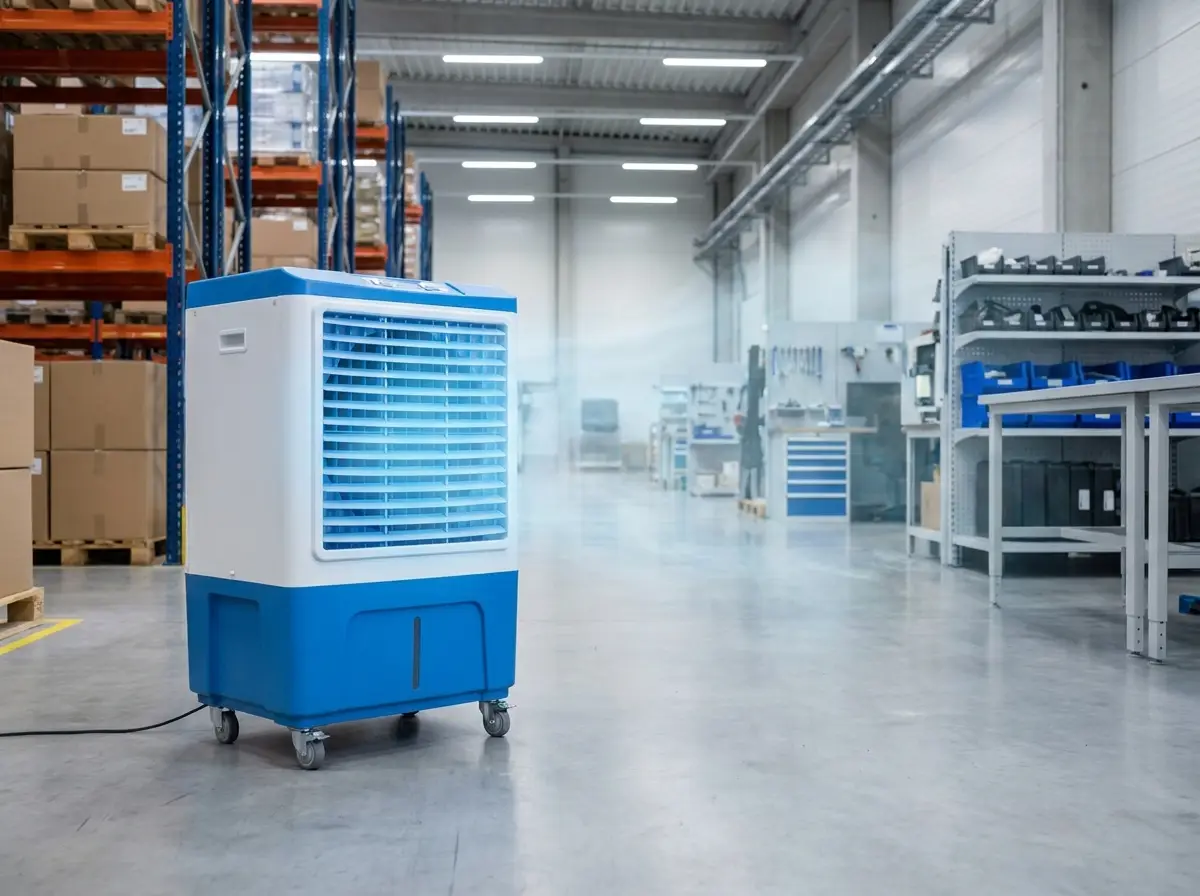 Climatizador portátil industrial sobre rodas